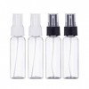 Lot de 4 flacons vaporisateurs vides en plastique de 30 ml avec 1 entonnoir – Mini flacons de voyage transparents rechargeabl