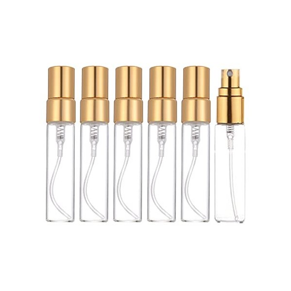 Lot de 10 mini atomiseurs rechargeables transparents de 5 ml - Flacon de parfum de voyage - Bouteille vide pour fête - Outil 