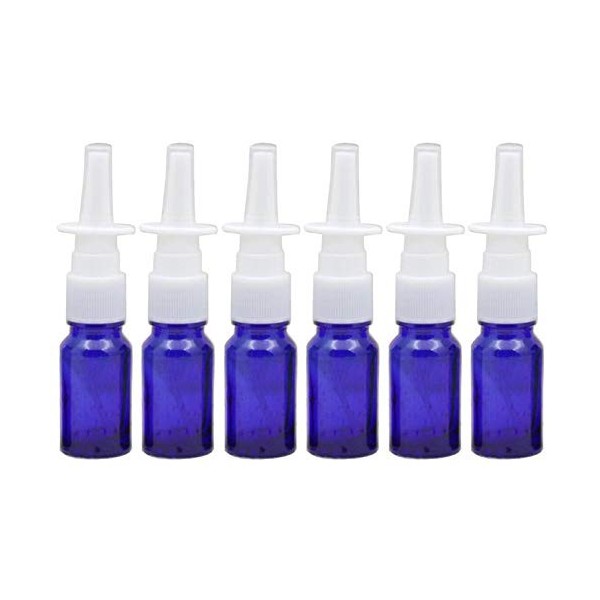 ericotry Lot de 6 vaporisateurs nasaux vides en verre bleu rechargeables pour le maquillage, leau, leau colloïdale et plus 