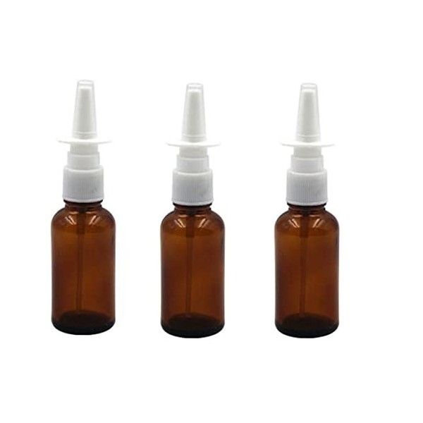 ericotry Lot de 3 flacons vaporisateurs nasaux vides rechargeables en verre ambré pour distributeur de saline dargent colloï
