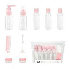 Lot de 10 bouteilles de voyage rechargeables de 40 ml - Anti-fuite - Pour articles de toilette, cosmétiques, shampooing avec 