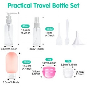 Lot de 13 bouteilles de voyage pour articles de toilette, étanches et rechargeables, conteneurs vides de liquide, bouteilles 
