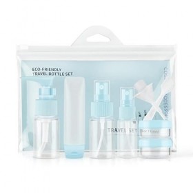 Lokri Lot de 9 flacons de voyage respectueux de lenvironnement rechargeables pour cosmétiques Bleu