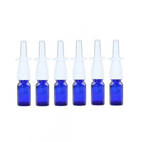 Lot de 6 flacons vides rechargeables en verre de 10 ml avec vaporisateurs à brume fine bleu 