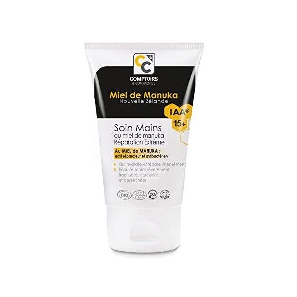 COMPTOIRS ET COMPAGNIES - Soin Mains Réparation Extrême au Miel de Manuka IAA15+ - Nourrit et Hydrate - Certifié Bio - 50ml