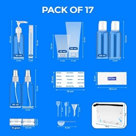 Lyzoo Kit Voyage Avion 17Pcs - Flacon Voyage Étanche et Rechargeable - Sac Scellé Approuvé Par la TSA 20 * 17cm & Contenant