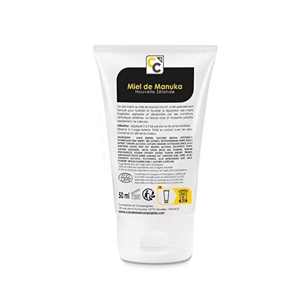 COMPTOIRS ET COMPAGNIES - Soin Mains Réparation Extrême au Miel de Manuka IAA15+ - Nourrit et Hydrate - Certifié Bio - 50ml