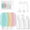 Bouteilles de Voyage en Silicone,Flacon Voyage Avion,11 Pièces Kit de Voyage Liquide avec Sac à Cosmétiques,Rechargeables,pou