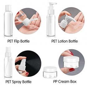 Bouteilles de Voyage en Silicone,Flacon Voyage Avion,11 Pièces Kit de Voyage Liquide avec Sac à Cosmétiques,Rechargeables,pou