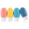 Flacons de Voyage,4pcs 60ml Étanches Bouteille de Voyage Silicone,Rechable Rechargeable Portable Vide de Voyage Bouteilles Ac