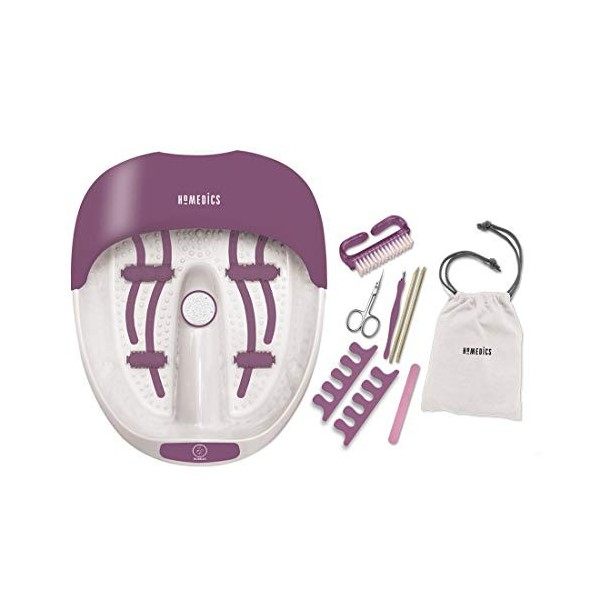 HoMedics Spa pour Pied – Bain a remous et Masseur pour les pieds avec Chaleur – Bain à Bulles avec Bande Turbo, Pierre Ponce 