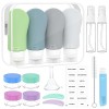 100mlX4 Flacons de Voyage, Bouteille de Voyage Étanches Silicone, Anti-Fuite, sans BPA, 17 Pièces Ensemble Flacons Voyage Aér