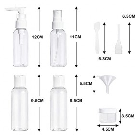 9 Pièces Ensemble Bouteilles de Voyage, Contenant Liquide de Bouteille Cosmétique Portable, Ensemble de Contenants de Voyage 