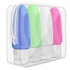 Opret Flacon de Voyage en Silicone, 4 Pcs 89ml Étanches Bouteille Vide Contenant Kit avec Étiquettes pour Shampoing, Lotion e