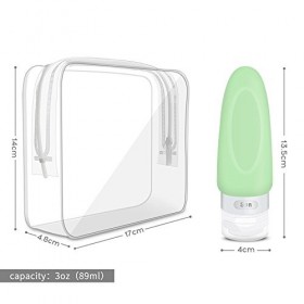 Opret Flacon de Voyage en Silicone, 4 Pcs 89ml Étanches Bouteille Vide Contenant Kit avec Étiquettes pour Shampoing, Lotion e