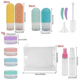 SCLLNDA 16 Pièces Bouteilles de Voyage en Silicone Flacons de Voyage Accessoire Voyage Kit Voyage Avion Contenant Voyage Sili