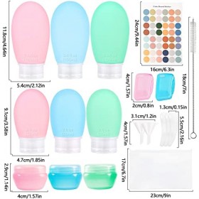 RUIJIE 19 Pièces Flacon Voyage en Silicone, 100ml 60ml Étanches Bouteille de Voyage, Flacons de Voyage avec Contenant Étiquet