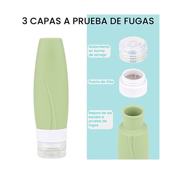 Onezebra Bouteilles de Voyage en Silicone,Ensemble de Flacons de Voyage Rechargeables de 10 Pièces Avion pour Cosmétiques/Sha