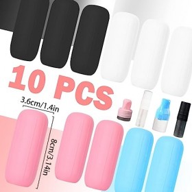 Zeuwets Manchons Élastiques pour Voyage, 10 Pièces Housse de Bouteille en Silicone Anti-Fuite, Accessoires de Voyage Réutilis