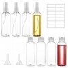 Ysimple Lot de 8 bouteilles de voyage, 100 ml, flacon pulvérisateur en plastique transparent vide avec entonnoir pour parfum,