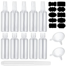 10 Pièces 100 ml Kit de Flacons de Voyage 5 x Bouteille à Capuchon Rabattable, 5 x Flacons Spray Bouteilles Plastique Vides