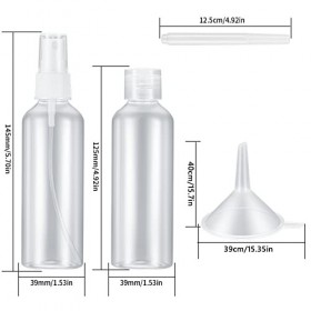 10 Pièces 100 ml Kit de Flacons de Voyage 5 x Bouteille à Capuchon Rabattable, 5 x Flacons Spray Bouteilles Plastique Vides