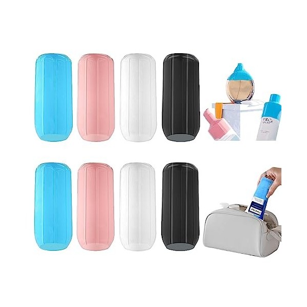 8Pcs Manchons éLastiques pour Voyage Anti-Fuites, Manchons Élastiques pour Voyage Silicone, Accessoire de Voyage Réutilisable