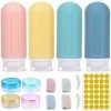 15 Pièces Flacons Voyage Vide Set Silicone Contenant Voyage Étanches Bouteille de Voyage Aéroport Accessoires avec Étiquette 