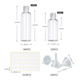 6 bouteilles de voyage de 100 ml et 2 bouteilles de 50 ml, avec 3 entonnoirs et étiquettes autocollantes, sous-embouteillage 