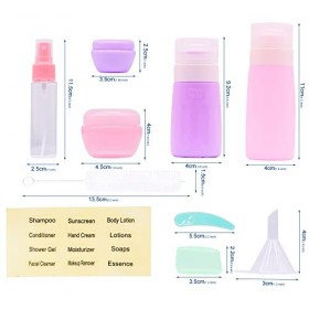 Keyck Flacons de Voyage 18 PCS Silicone Bouteilles Voyage Accessoires Étanches Rechargeable Anti-Fuite Contenants Kit Voyage 