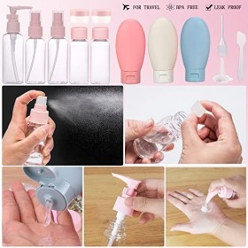 13 Pièces Bouteilles de Voyage, Flacon Voyage Ensemble de Flacons de Voyage, Bouteilles de Voyage Rechargeables Kit Voyage Av