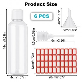6PCS 100ml Flacons Vide de Voyage, Kit de Flacons de Voyage, Vides en Plastique Transparent, Petit Bouteilles de Voyage en Pl