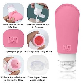 gotyou 17 pièces Flacons de Voyage,Flacon Voyage en silicone,sans BPA,Étanches Bouteille de Voyage Silicone,Ensemble de Flaco