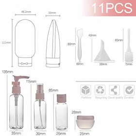 11 Pièces Flacons Vide Kit Voyage Avion Max.135ml , Contenant Plastique Bouteille dans Recipient, pour Les Produits de Soins