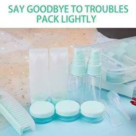 DKDDSSS Flacon Voyage Kit Avec Boîte, 10 Pièces Ensemble Bouteilles de Voyage, Trousse de Toilette, Voyage Accessoires Flacon