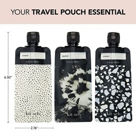 Kitsch Lot de Bouteilles de Voyage Rechargeables à Poche Plate - Bouteilles de Voyage étanches pour Articles de Toilette, Noi