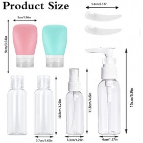 Lot de 15 Flacon Voyage, Bouteilles de Voyage en Silicone, Ensemble de Flacons de Voyage, Bouteilles de Voyage Rechargeables,