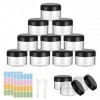 Flintronic 10PCS - 50g/50ml Petit Pots Vide Cosmétiques, Contenants Cosmétiques Pot Échantillon Transparent avec Spatule et É