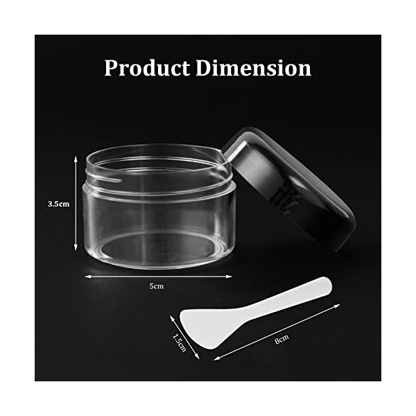 Flintronic 10PCS - 50g/50ml Petit Pots Vide Cosmétiques, Contenants Cosmétiques Pot Échantillon Transparent avec Spatule et É