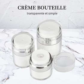 3 Pots Airless Pump Bottles Cosmetic Cream Jar, Refillable Drunk Elephant Container Vacuum Bottle, Portable Flacon Voyage Con