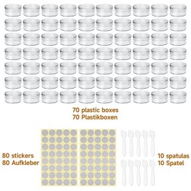 70 Pièces 5ml/5g Contenants Cosmétiques Bidon Vide Transparent Noir Et Blanc Petit Pot Plastique, Pot Vide Cosmétiques Peut ê