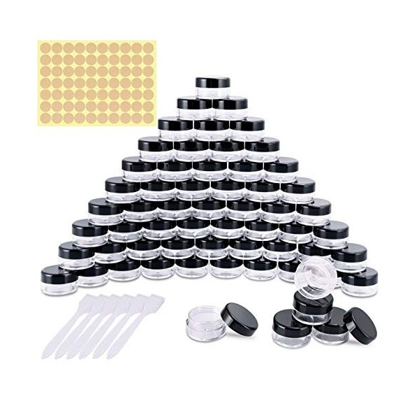 60 Pièces Pots Cosmétiques Vide en Plastique Clair De Voyage Conteneurs Cosmétiques Pot Échantillon pour Lotion, Crème, Stock