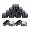 Pots En Aluminium, 12 Pièces Pot En Aluminium 20ml, Pots En Aluminium Vide Rond, Pot En Aluminium Noir, Pots Vides En Alumini