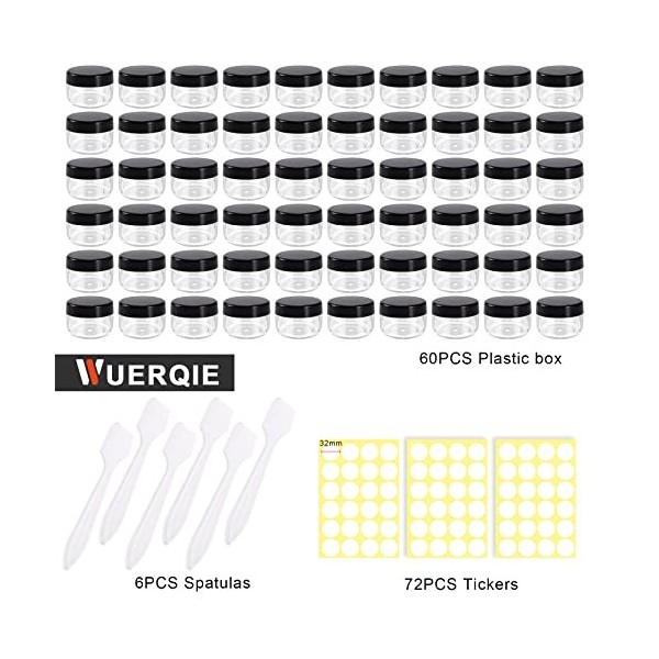 60 Pièces pots Vides de Contenants Déchantillons Cosmétiques de 15 ml/15g,Avec Bouchon à Vis pots de Voyage en Plastique pou