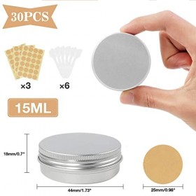 VEUWOLM 30 Pièces Pots en Aluminium de 15 ML, Pots de Contenants Cosmétiques Vides Pots de Voyage Rondes avec Mini Spatule et