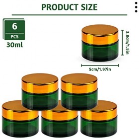 INHEMING Pot Cosmétique avec Couvercle en Verre 30ml,INHEMING 6 Pièces Conteneurs Cosmétique Bidon Vide Givré, Pot Crème Vide