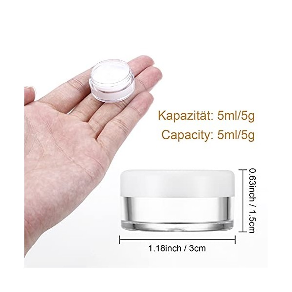 30 Pièces Recipient Cosmetique Vide Pots Transparent Plastique Petite Pots avec Mini Spatule et Autocollants pour Maquillage 
