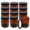 Pots en Verre Brun Lot de 12 - Contenant Cosmetique Vide avec Couvercles à Visser et doublures Blanches pour Crèmes, Lotion