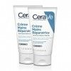 CeraVe Crème Mains Réparatrice, Crème Mains Nourrissante Hydratante 24h Pour Mains Très Sèches, Gercées et Abîmées, 2 X 50 ml