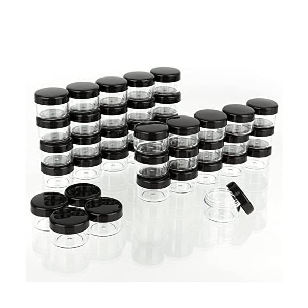 ZEJIA Lot de 100 petits pots de maquillage vides en plastique sans BPA avec couvercles Noir 5 g